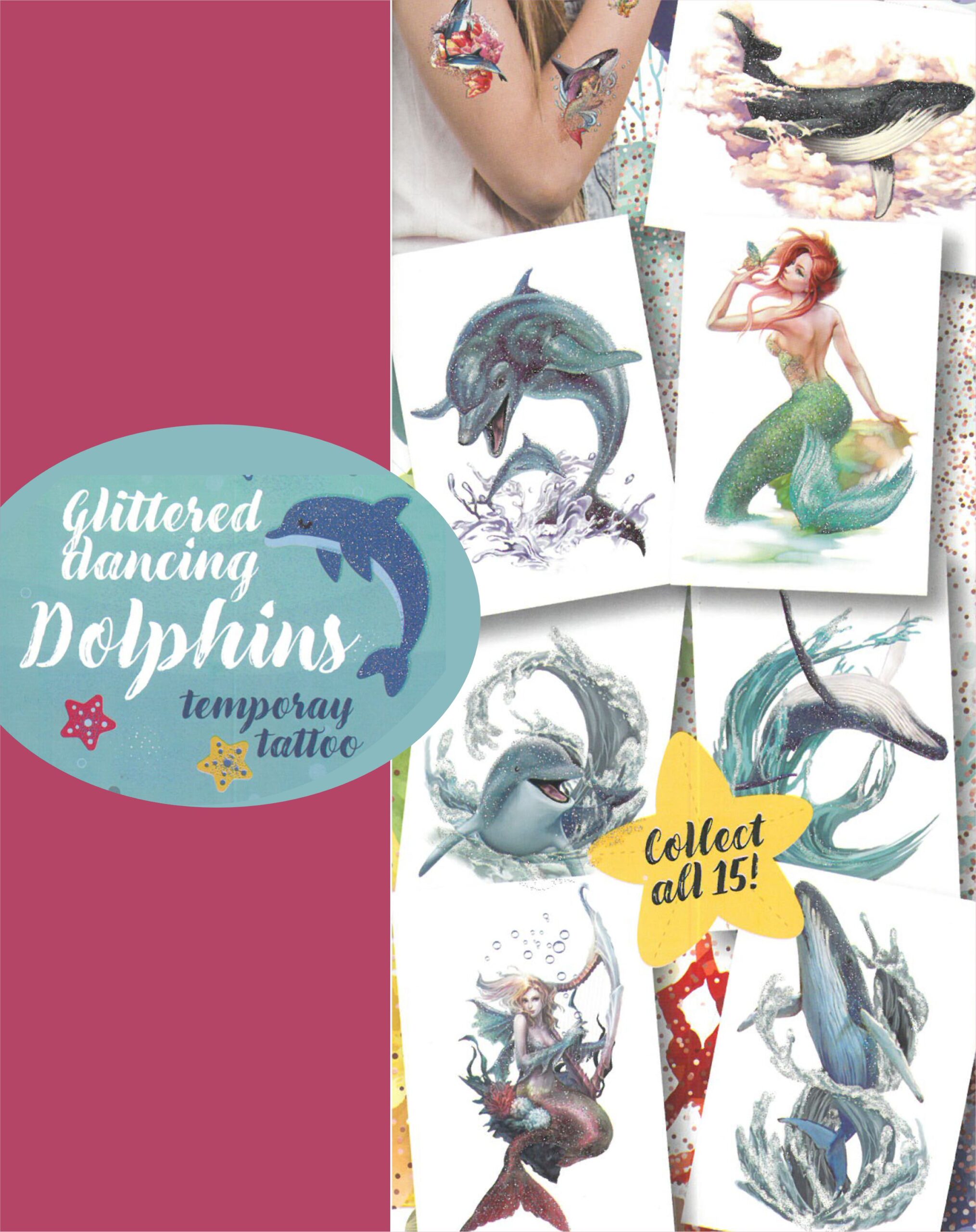 Tatuaggio per bambini Temporaneo - Tattoo Glittered Dancing Dolphins