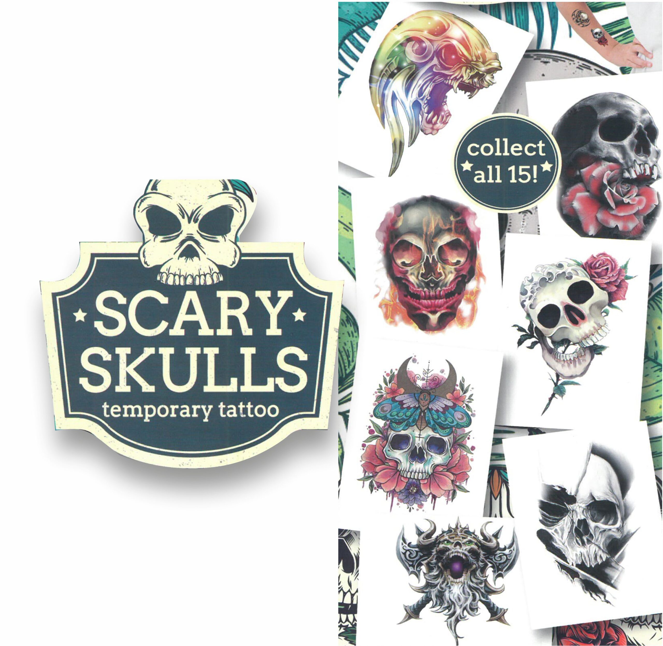 Tatuaggio per bambini Temporaneo - Tattoo Scary Skulls