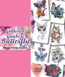 Tatuaggio per bambini Temporaneo - Tattoo Glittered Rainbow Butterfly