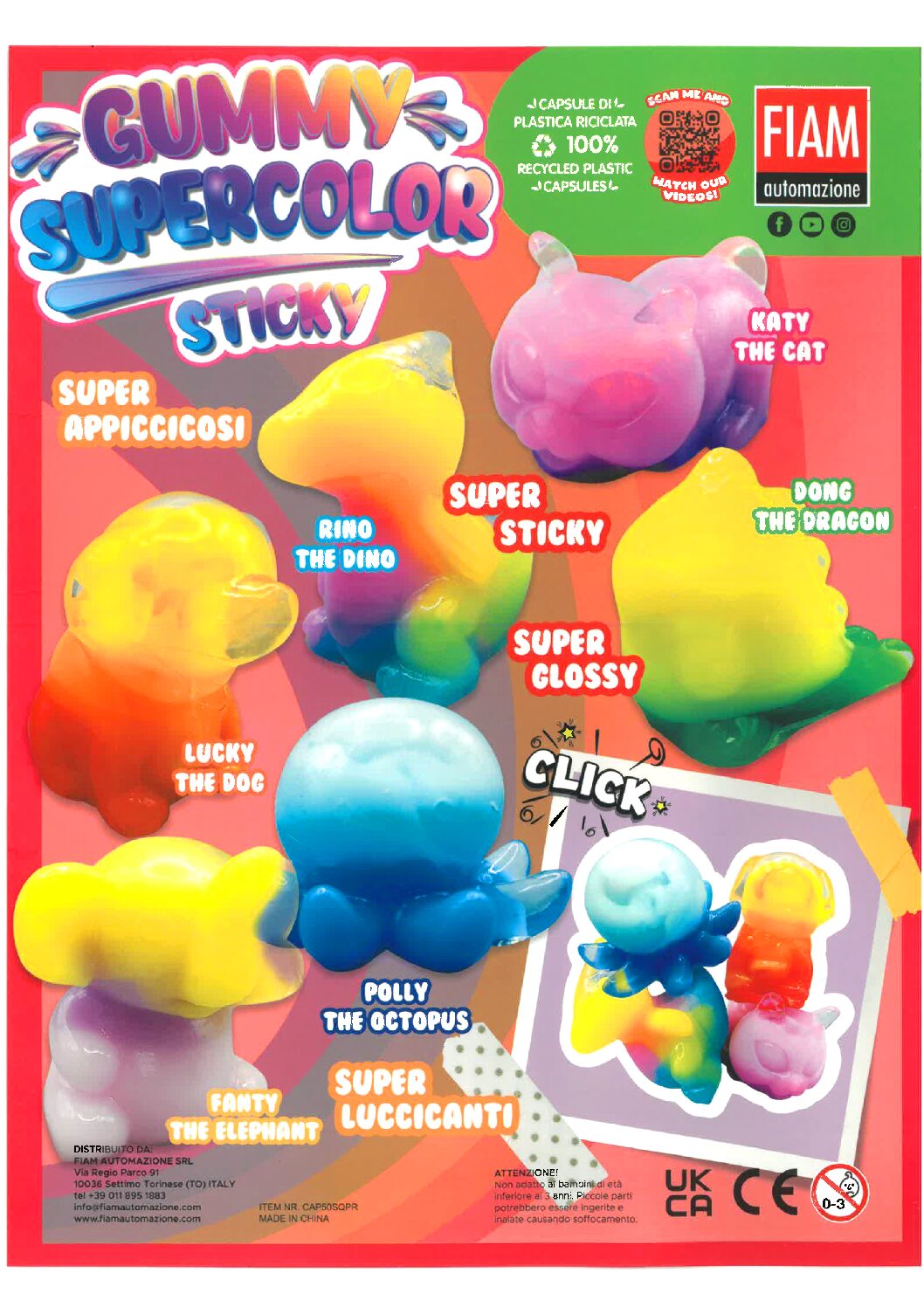 Palline con sorpresa Ø 50 mm | Gummy Supercolor sticky